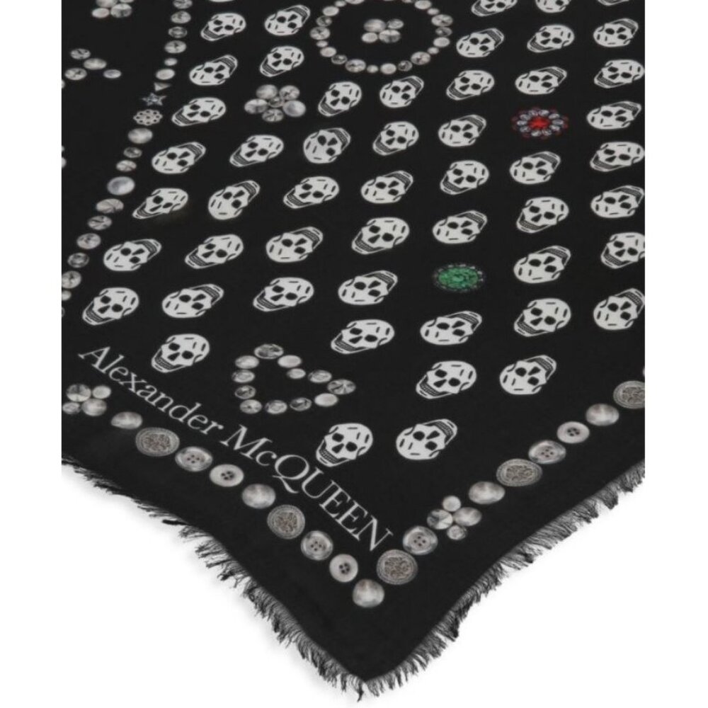 NEW Alexander McQueen Jewelled Skull Scarf - Picture 2 of 6